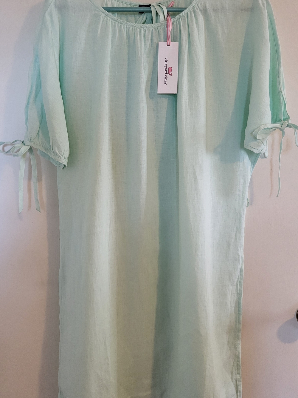Vineyard Vines Linen Dolman Shift Dress Tie Waist Sleeves Coastal Medium NWT